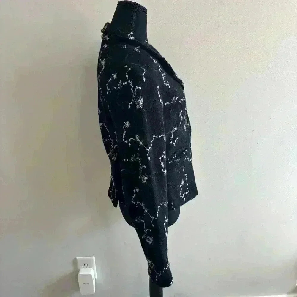 SpiritHouse 100% Wool Made in LA USA Black White Pattern Blazer Size Medium - Picture 3 of 12